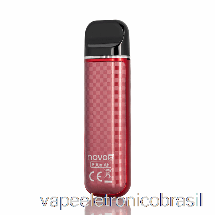 Vape Recarregável Smok Novo 3 25w Pod System Vermelho Fibra De Carbono